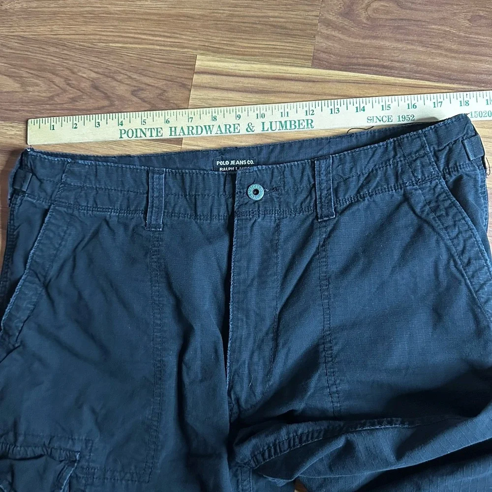 Vintage Y2K Polo Jeans Ralph Lauren Military Surplus Cargo Pants Men 36x30 Black